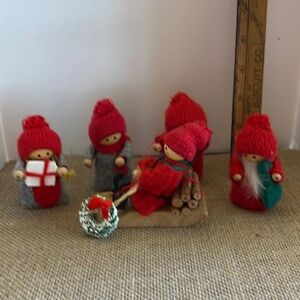 German Wooden Ornaments Lot of 5